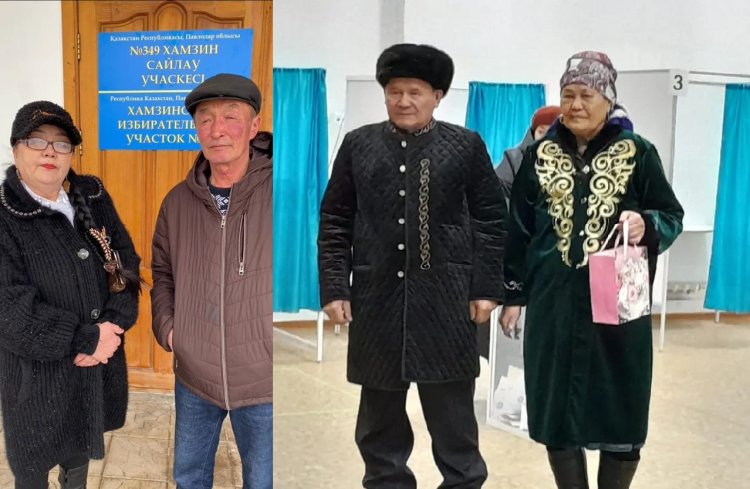 Свадебные юбиляры пришли на избирательные участки Павлодарской области