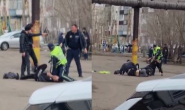 Екібастұзда мас күйдегі ер адам мен әйел адам полицейлермен төбелесті