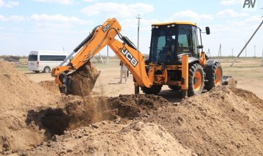 Жителям села Кызылкогам строят водопровод