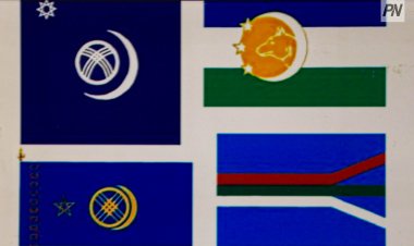 Павлодарда еліміздің Туы мен Елтаңбасын таңдайтын кезде ұсынылған туындылар көрсетілуде