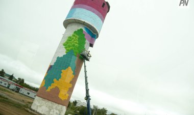 В жанре города: как украсили башню в Аксу