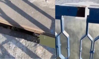 В Павлодаре на мосту через Иртыш из-за холода образовалась щель