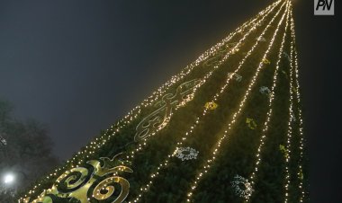 В Павлодаре зажгли праздничные огни на главной ёлке