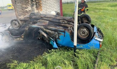 Павлодар облысының тас жолында «Москвич» отқа оранды