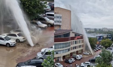 В Павлодаре столб воды поднялся на уровень многоэтажки