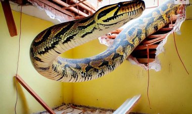 В Малайзии питон проломил потолок