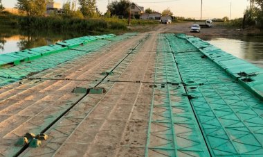 Ақсу қаласына қарасты ауылда суға батқан понтон көпірі жөнделді