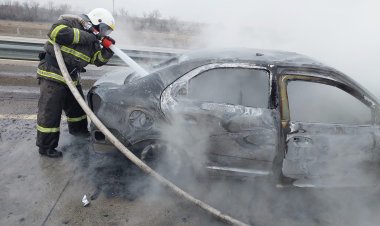 Павлодар облысының тасжолында автокөлік өртке оранды