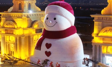 В Китае слепили снеговика-гиганта