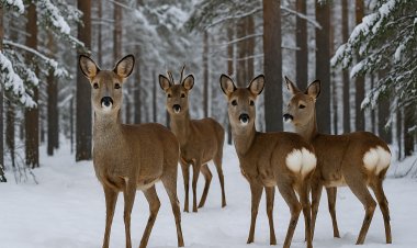 Семейство косуль в «Ертіс орманы» попало в фотоловушки лесников