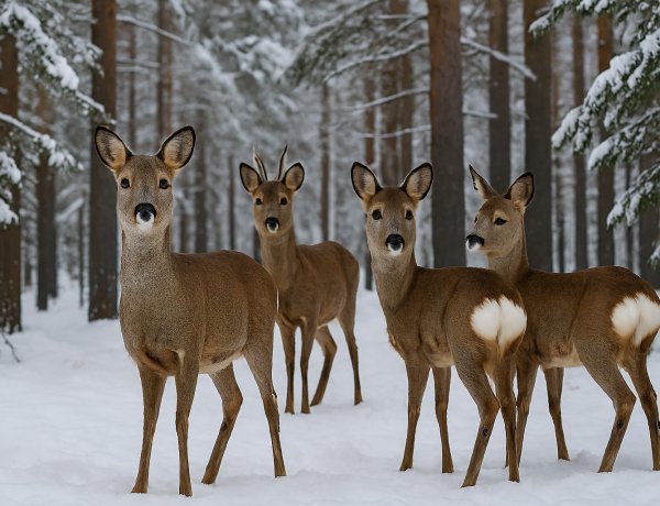 Семейство косуль в «Ертіс орманы» попало в фотоловушки лесников