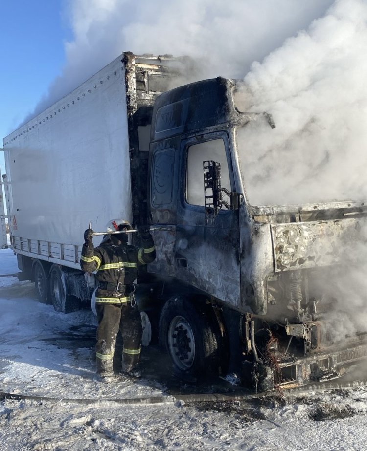Қалқаманда ат тиелген тіркеме өртенді