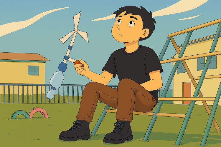 Школьник из Иртышского района собрал ветрогенератор из кулера и пластика