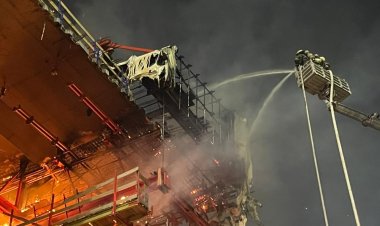 В Павлодаре ликвидировали пожар на строящемся мосту