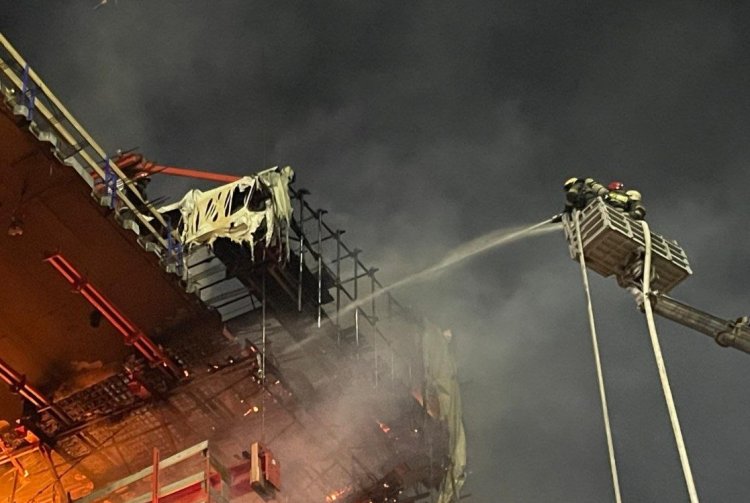 Павлодарда салынып жатқан көпірде шыққан өрт сөндірілді