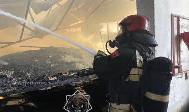 В Павлодаре горела и частично обрушилась кровля цеха предприятия