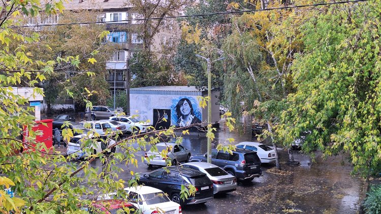 Павлодар тұрғыны Батырхан Шүкеновтің портретін өз ауласында салды